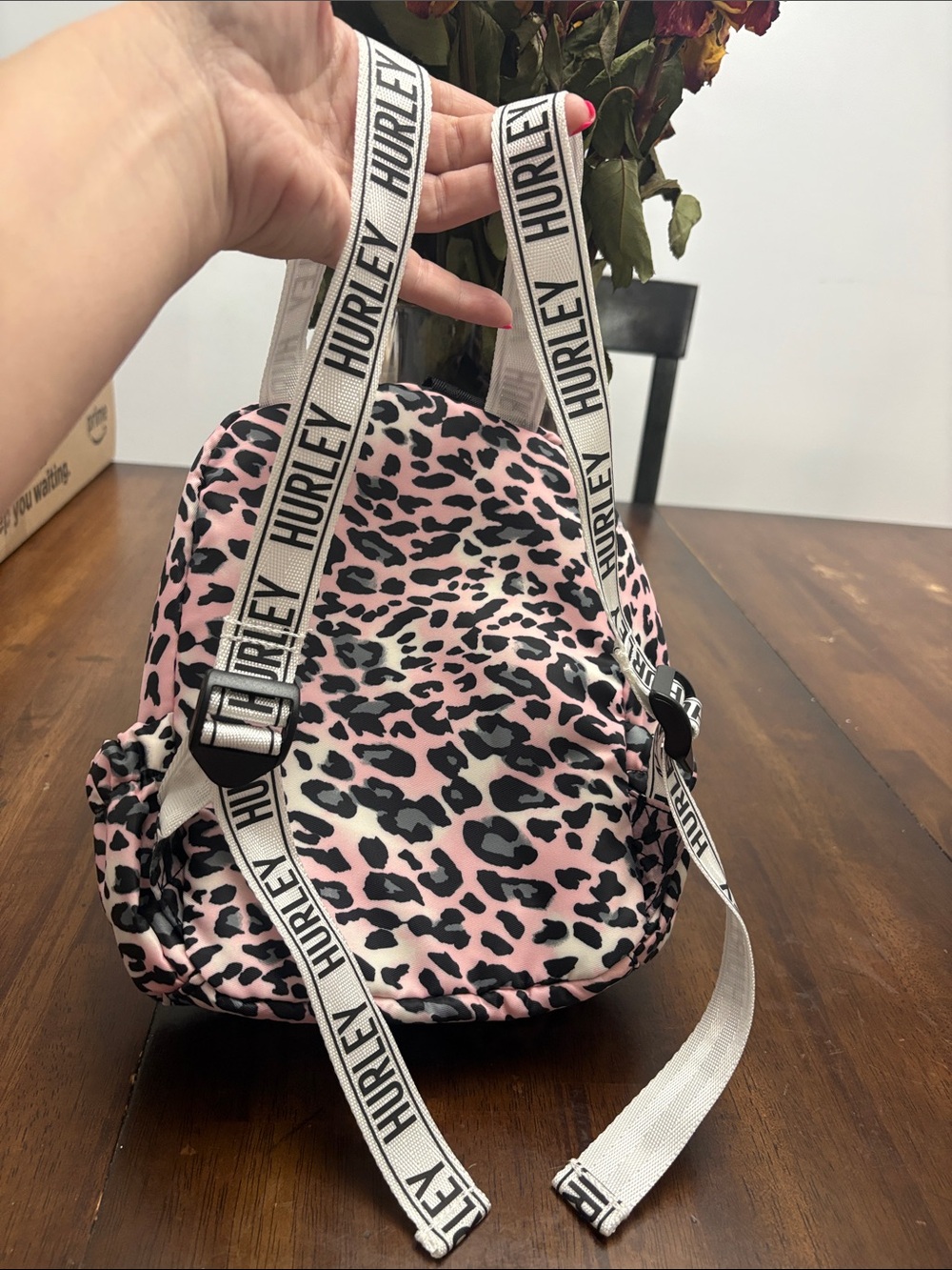 HURLEY Mini Leopard Print Backpack - Pink & Black. New with tags. - Picture 4 of 7